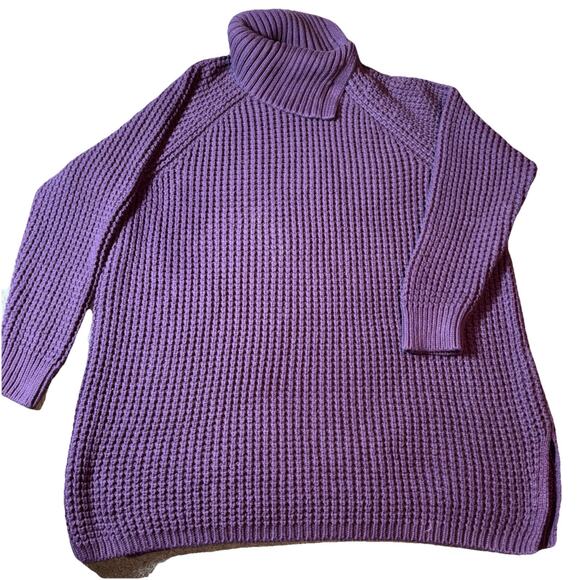 Lands End Women’s SZ 2X Purple Chunky Turtleneck Pullover Sweater - Picture 1 of 7